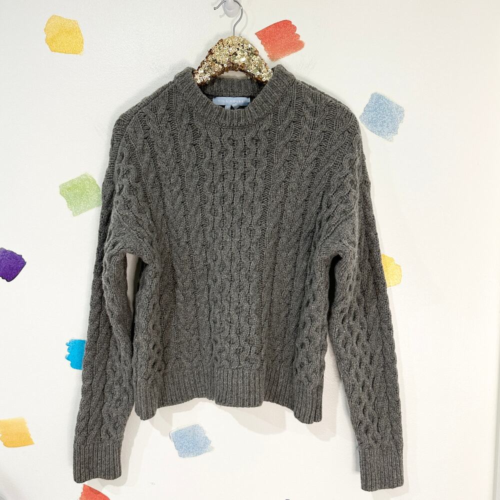 S Hill House Tuckernuck Gray Cable Wool Sweater